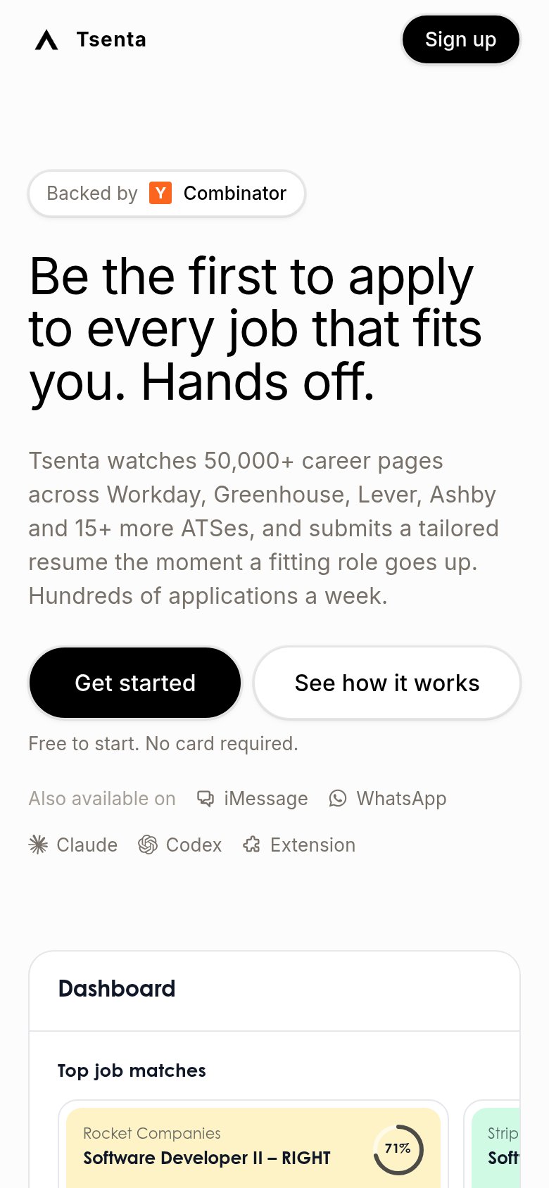 Tsenta mobile capture for Mobile web