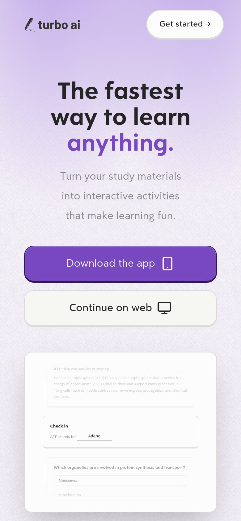Turbolearn AI mobile capture for Mobile web