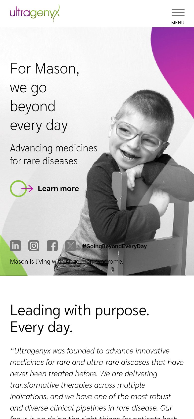 Ultragenyx mobile capture for Mobile web