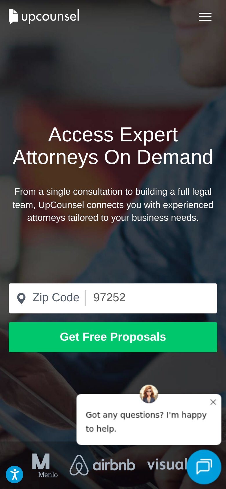 UpCounsel mobile capture for Mobile web