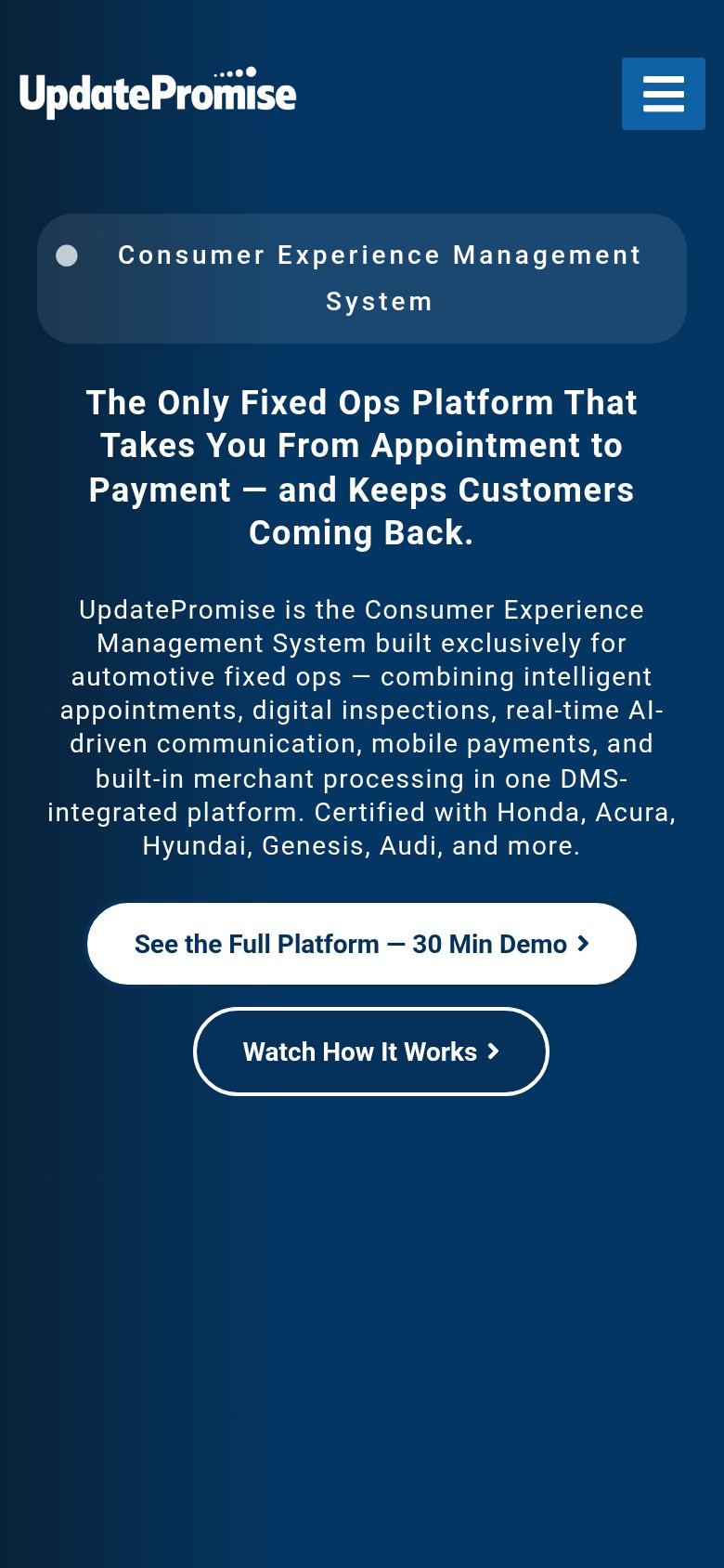 UpdatePromise mobile capture for Mobile web