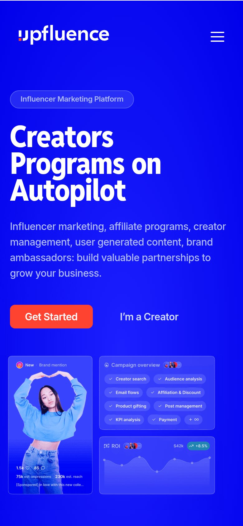 Upfluence mobile capture for Mobile web
