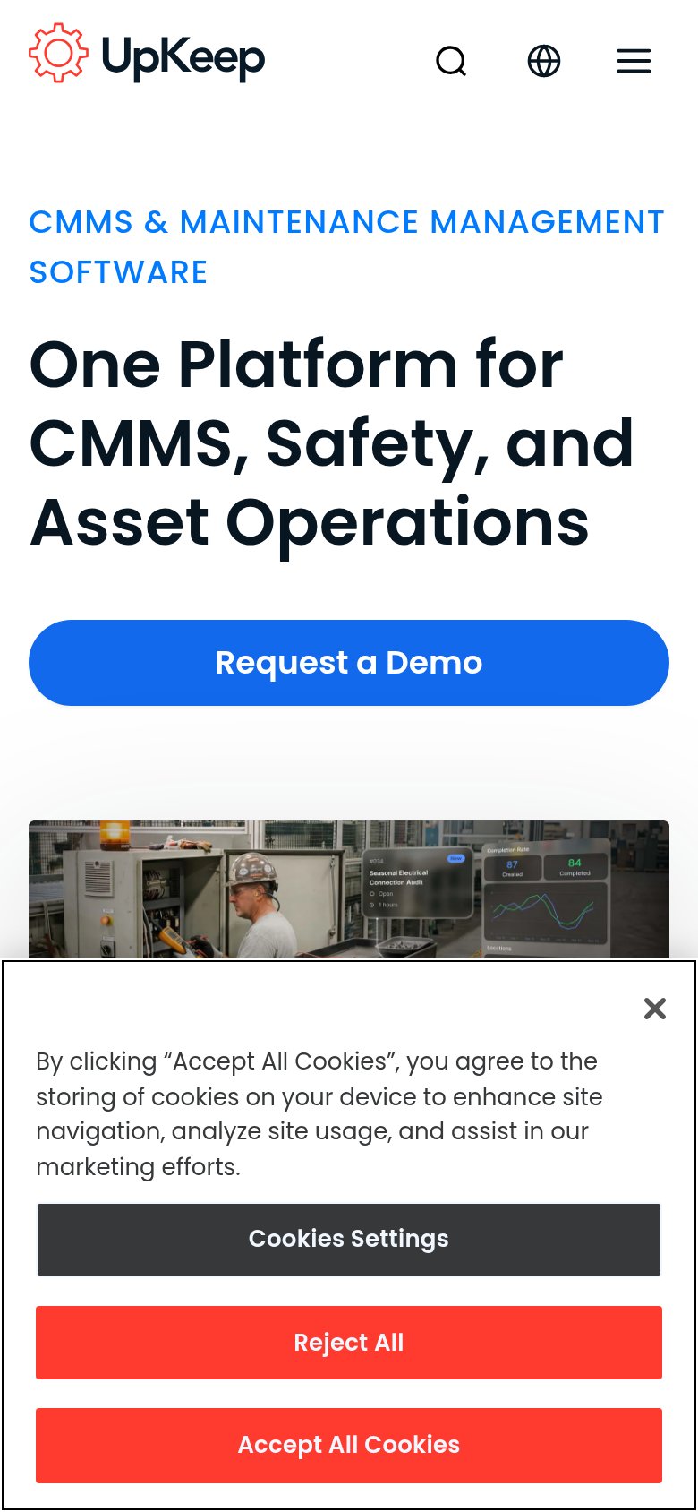 UpKeep mobile capture for Mobile web