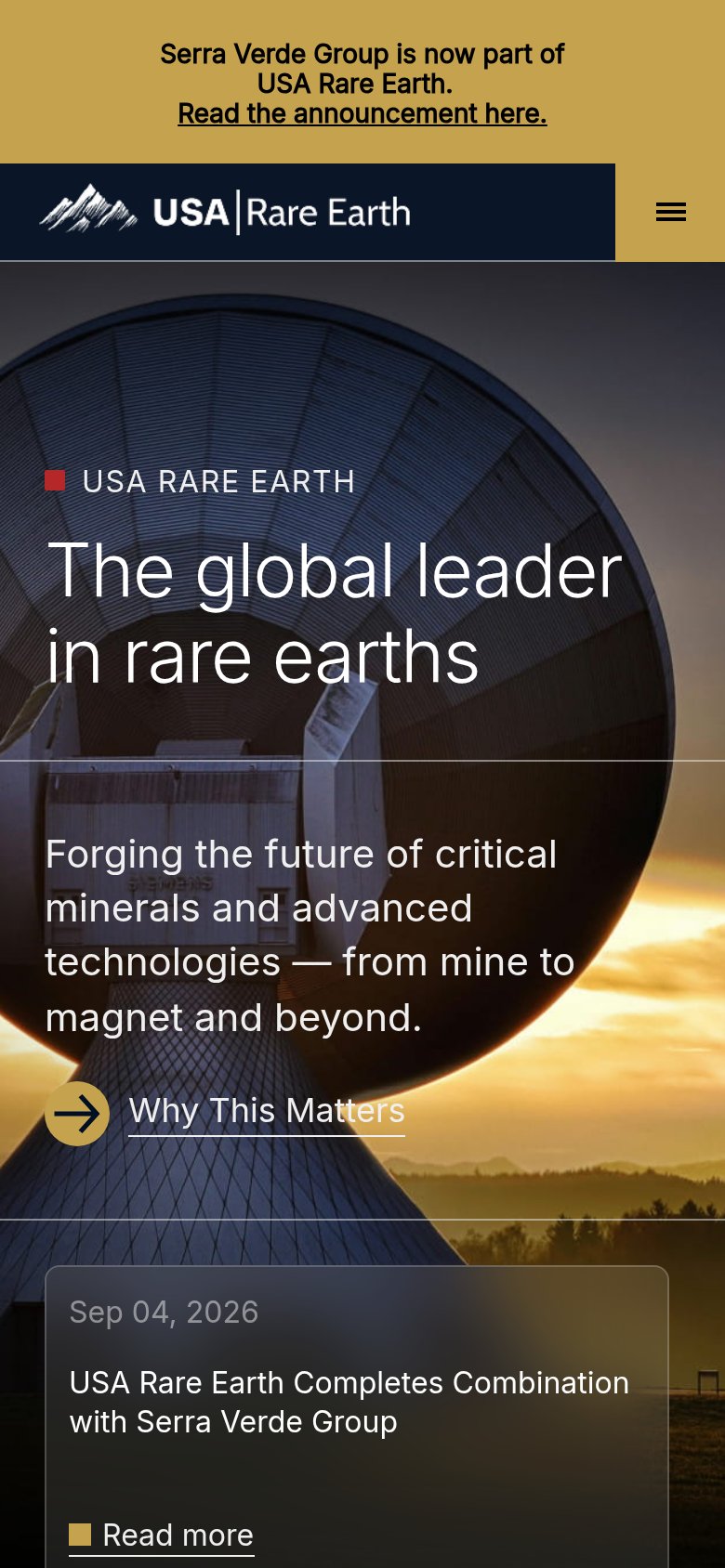 USA Rare Earth mobile capture for Mobile web