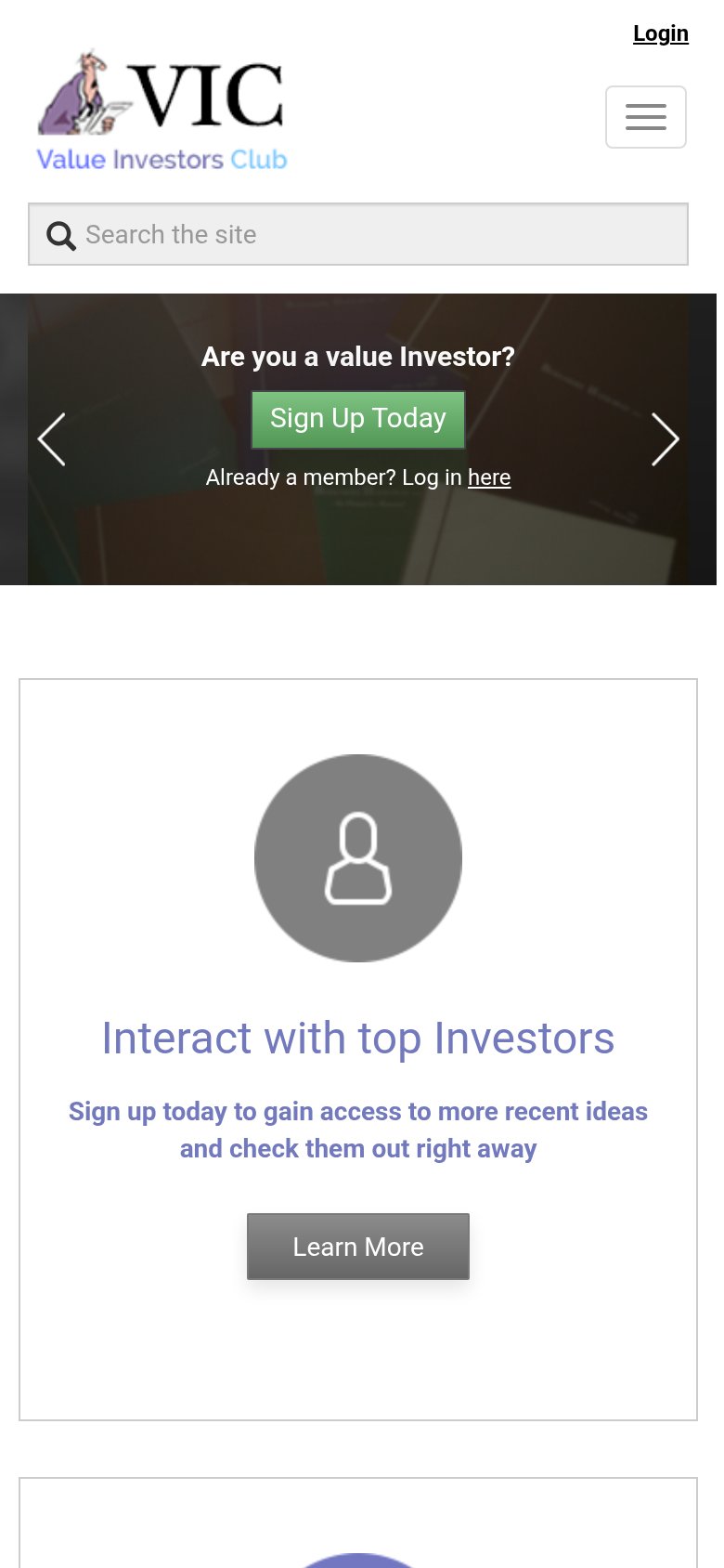 Value Investors Club mobile capture for Mobile web