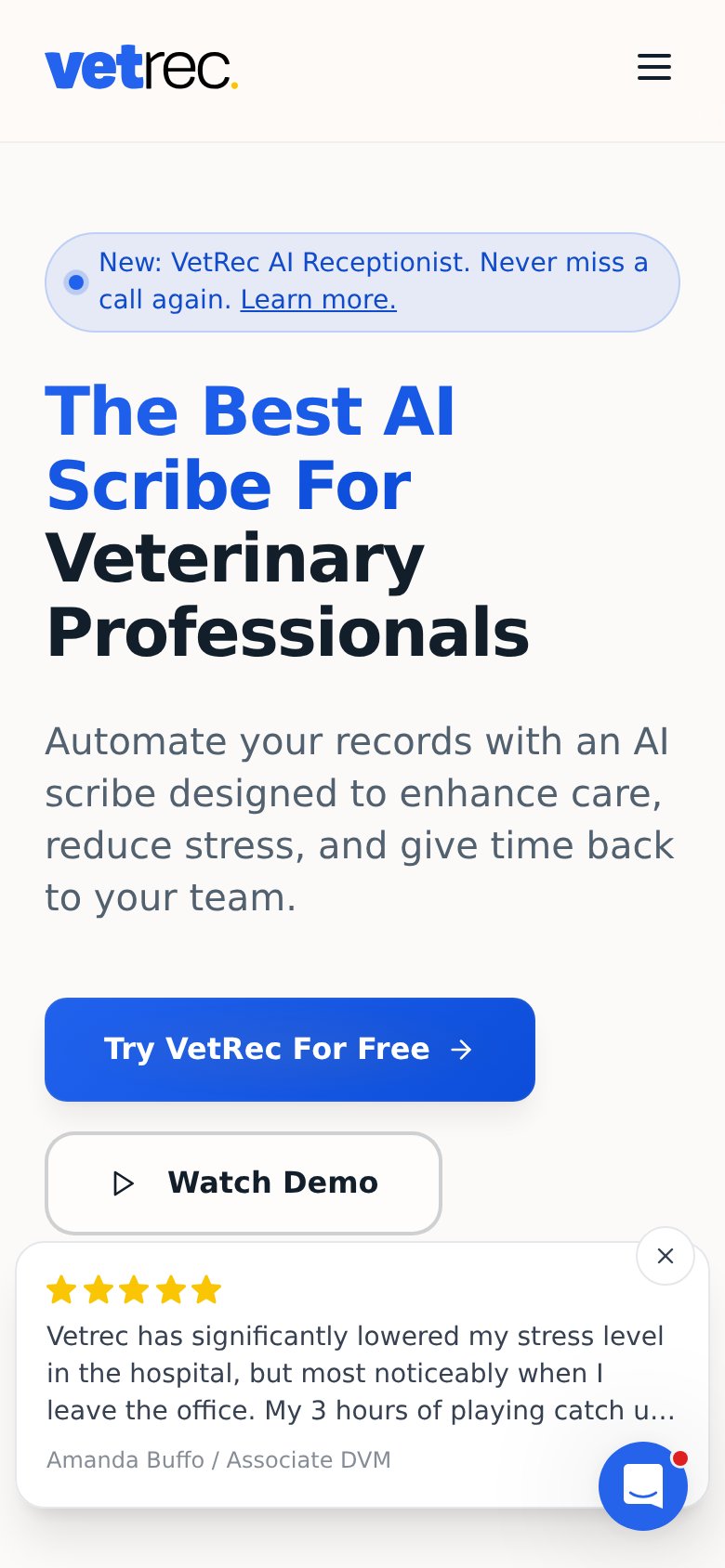 VetRec mobile capture for Mobile web