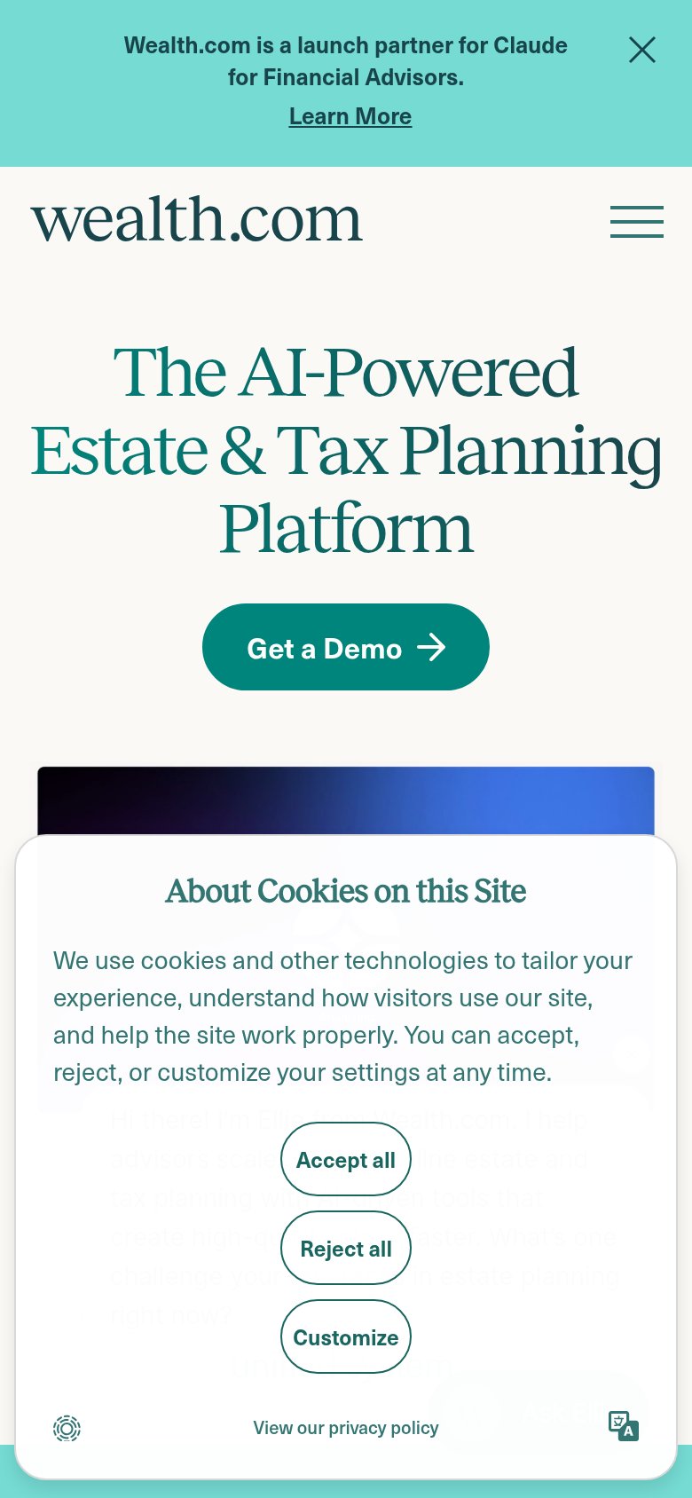 Wealth.com mobile capture for Mobile web