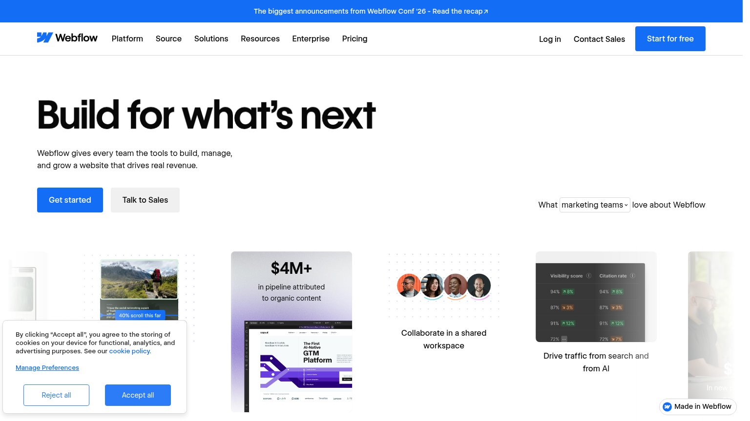 Webflow desktop capture for Information hierarchy