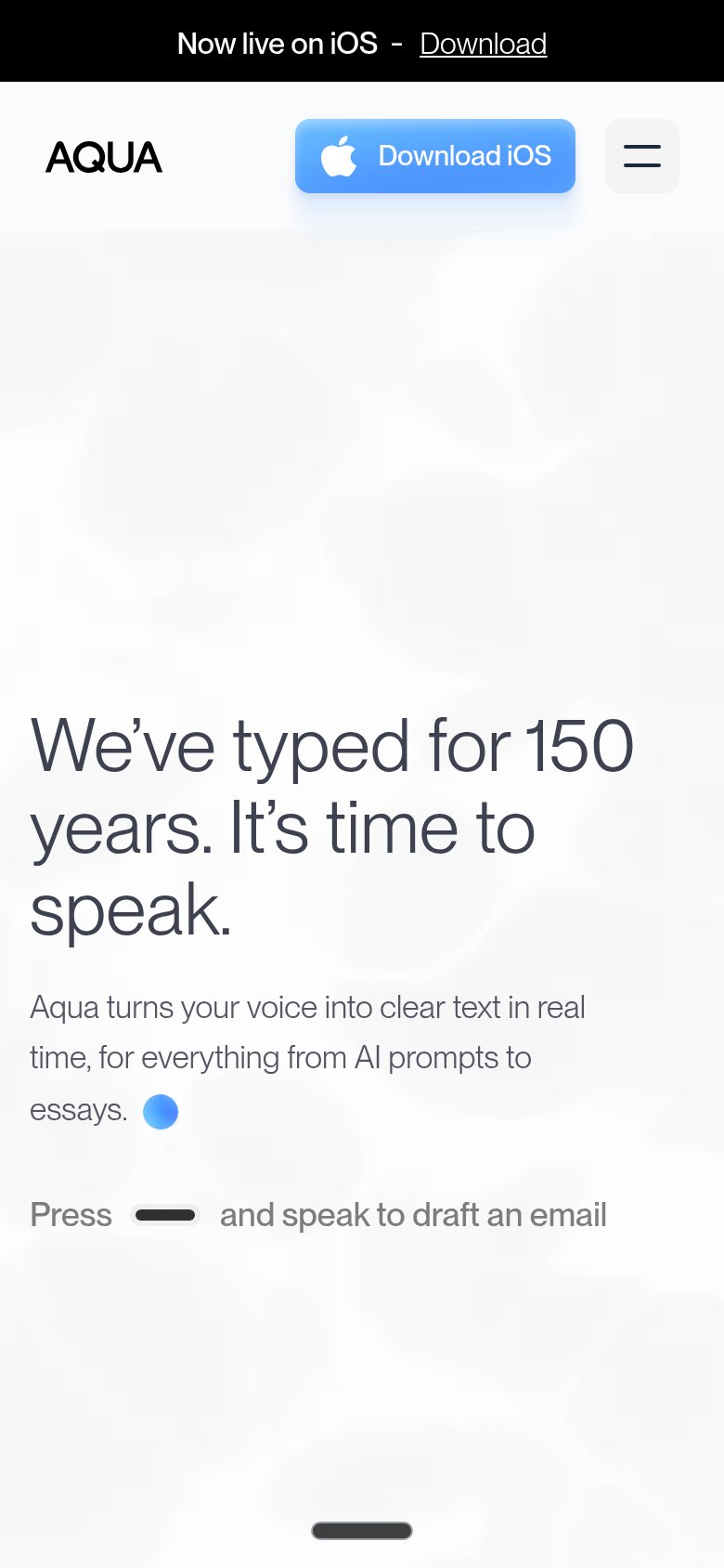 Aqua Voice mobile capture for Mobile web