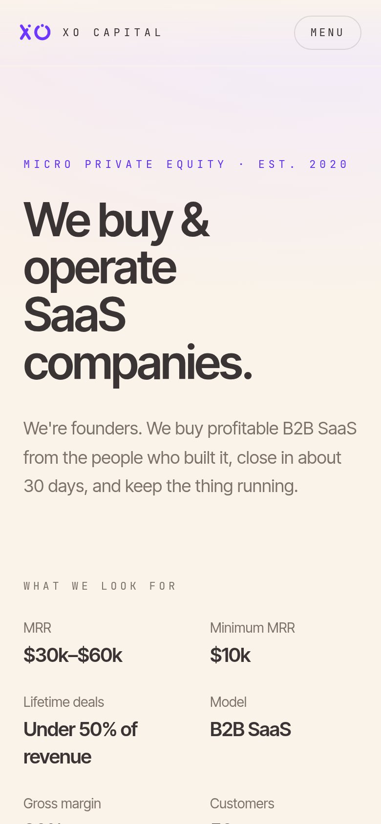 Big Sur Ventures (XO Capital) mobile capture for Mobile web