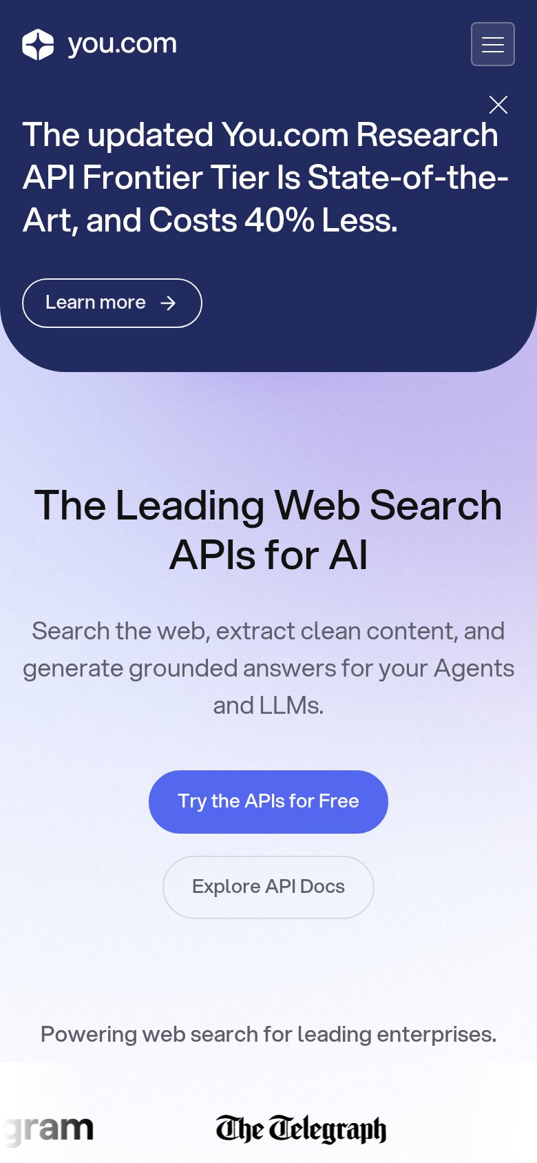 You.com mobile capture for Mobile web