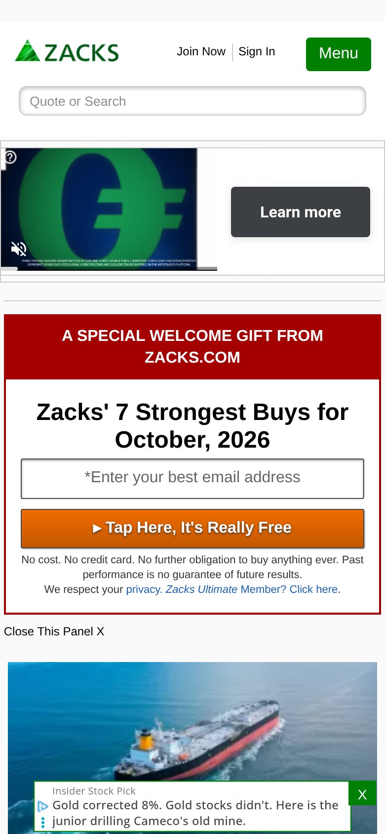 Zacks Investment Research mobile capture for Mobile web