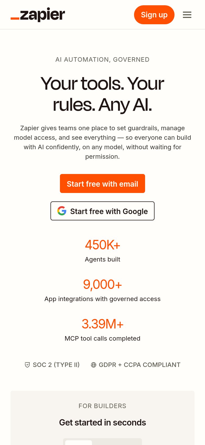 Zapier Agents mobile capture for Mobile web